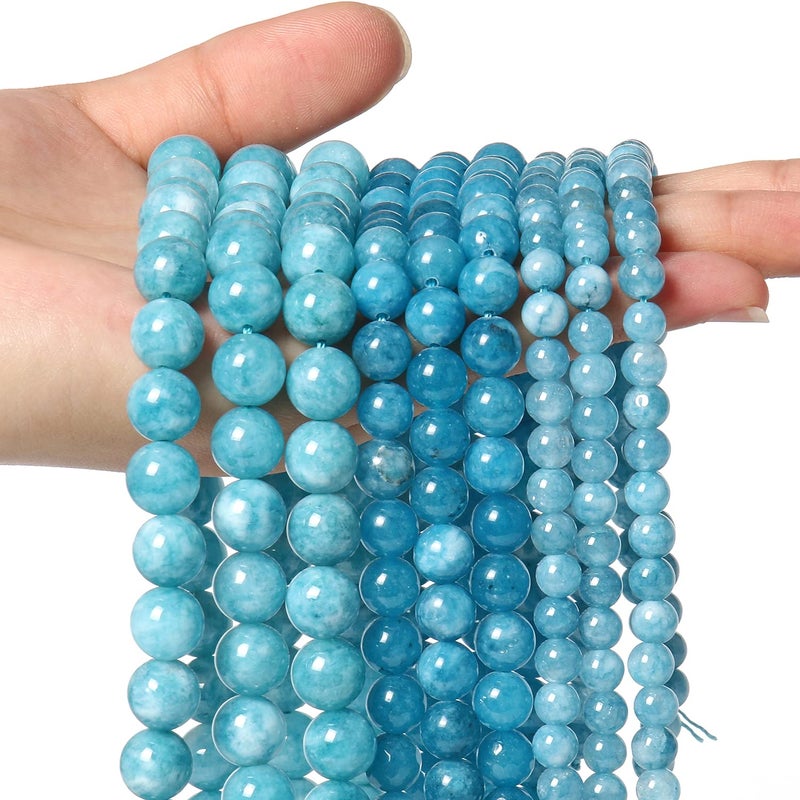 Xilitata 45pcs 8mm Natural Stone Beads Blue Chalcedony Beads Crystal Gemstone for Jewelry Making  DIY Bracelet Necklace - Image 2
